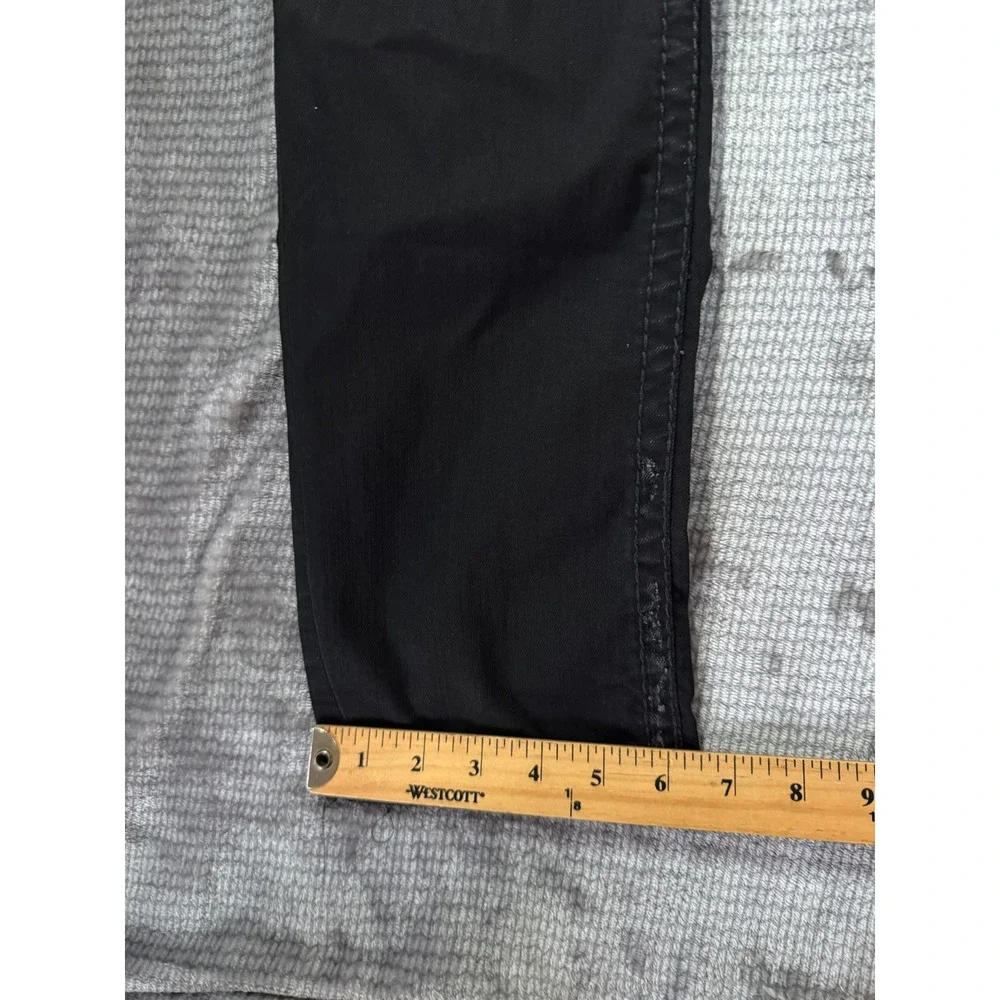 True Religion Geno Straight Mens Black Red Stitch Distressed‎ Jeans Size 38x33